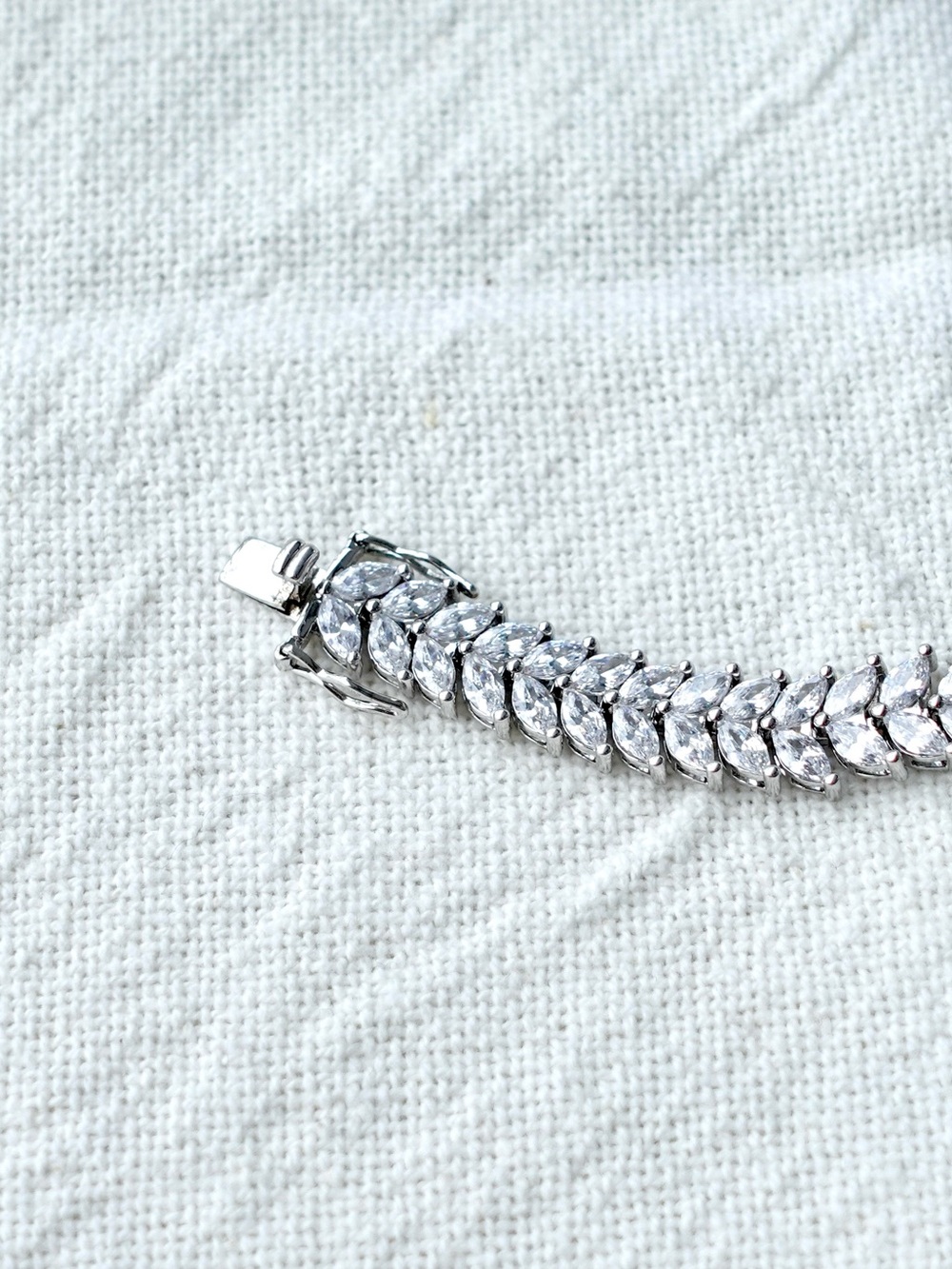 Silver Marquise Rhodium with Cubic Zirconia Tennis Bracelet - Picture 4 of 6